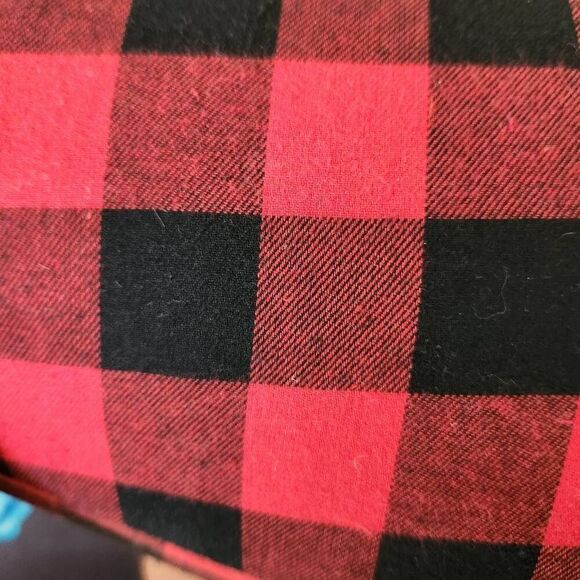 Red black plaid storage bucket cloth with handles - Picture 3 of 3